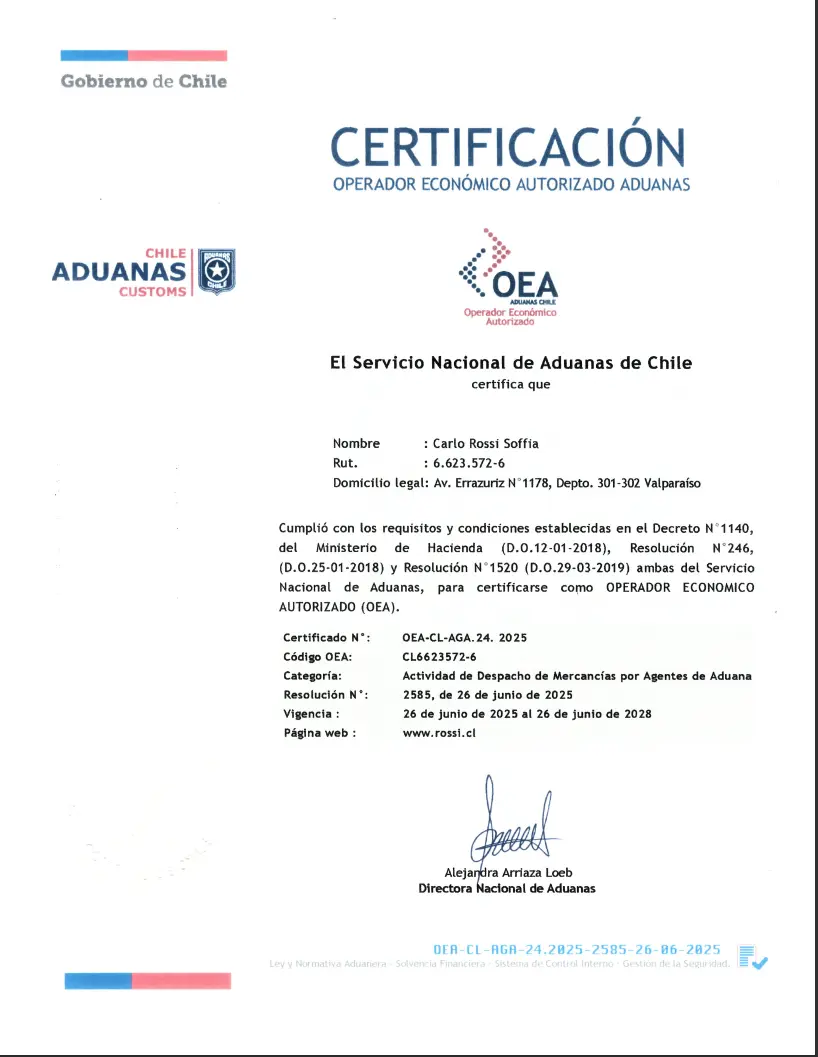 Certificado OEA